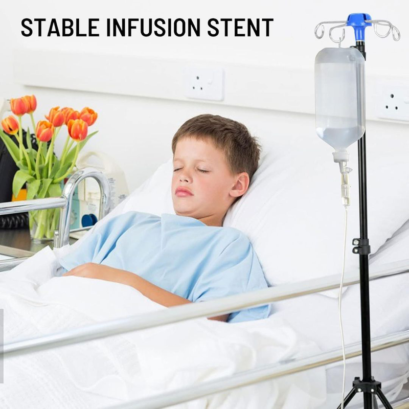 Product image: Portable iv stand, aluminum alloy, 4 hook 3 leg, adjustable height, , medium-null