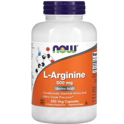 Now foods, l-arginine, 500 mg, 250 veg capsules, , medium