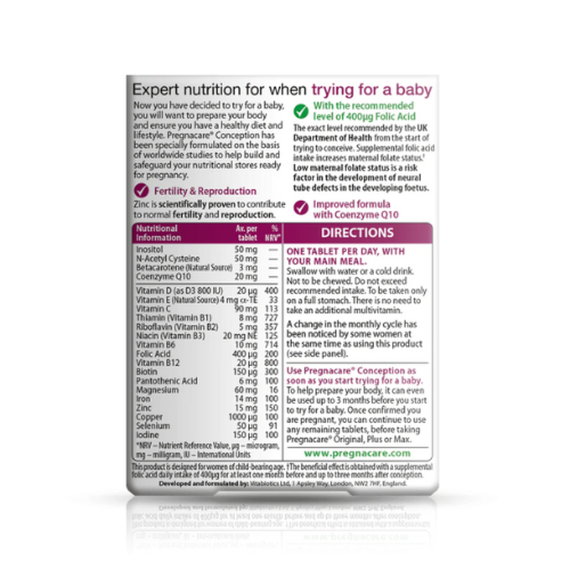 Vitabiotics pregnacare conception – 30 ταμπλέτες, , medium-null