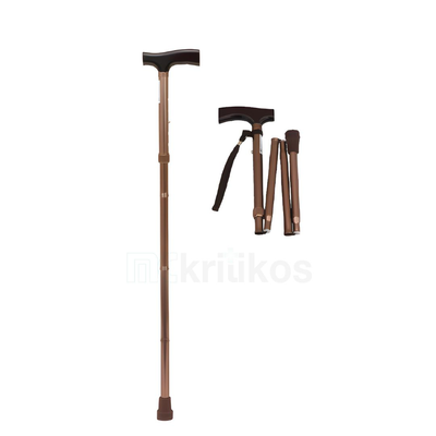 Folding aluminium walking stick, bronze, , medium