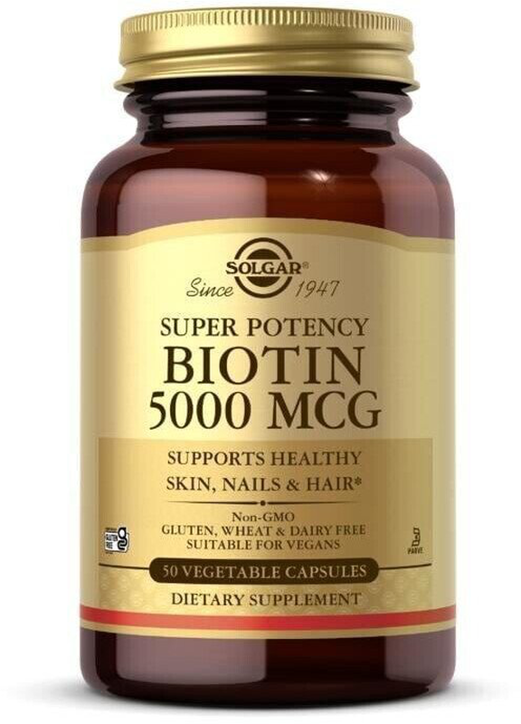 Solgar biotin 5000 mg x 50 capsules - promotes healthy skin, nails & hair, , medium-null
