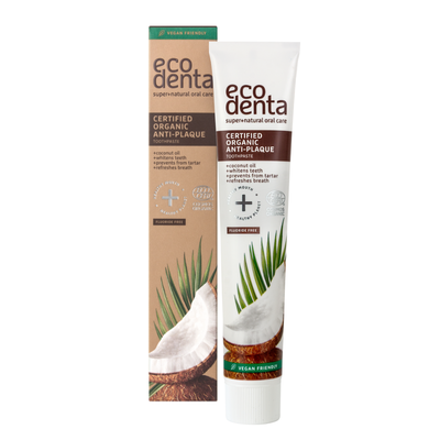 Ecodenta certified cosmos organic anti-plaque toothpaste with coconut oil 75ml, , medium