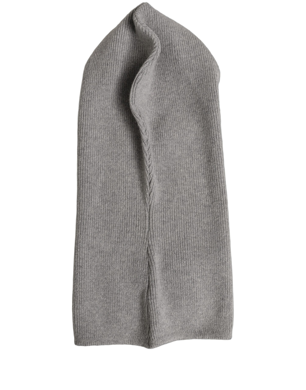 Men grey wool ribbed knit balaclava wrap one size hat-null