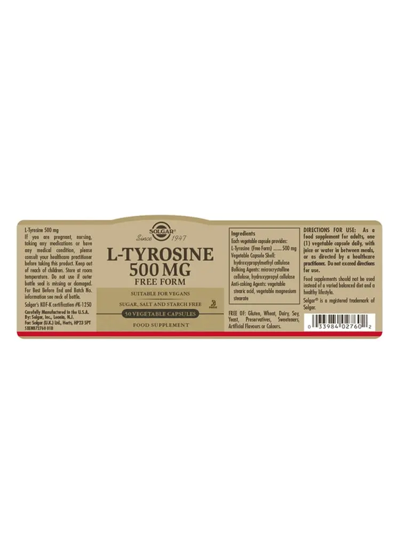 Solgar l-tyrosine 500mg free form 50 &phi;&upsilon;&tau;&iota;&kappa;έ&sigmaf; &kappa;ά&psi;&omicron;&upsilon;&lambda;&epsilon;&sigmaf;, , medium-null