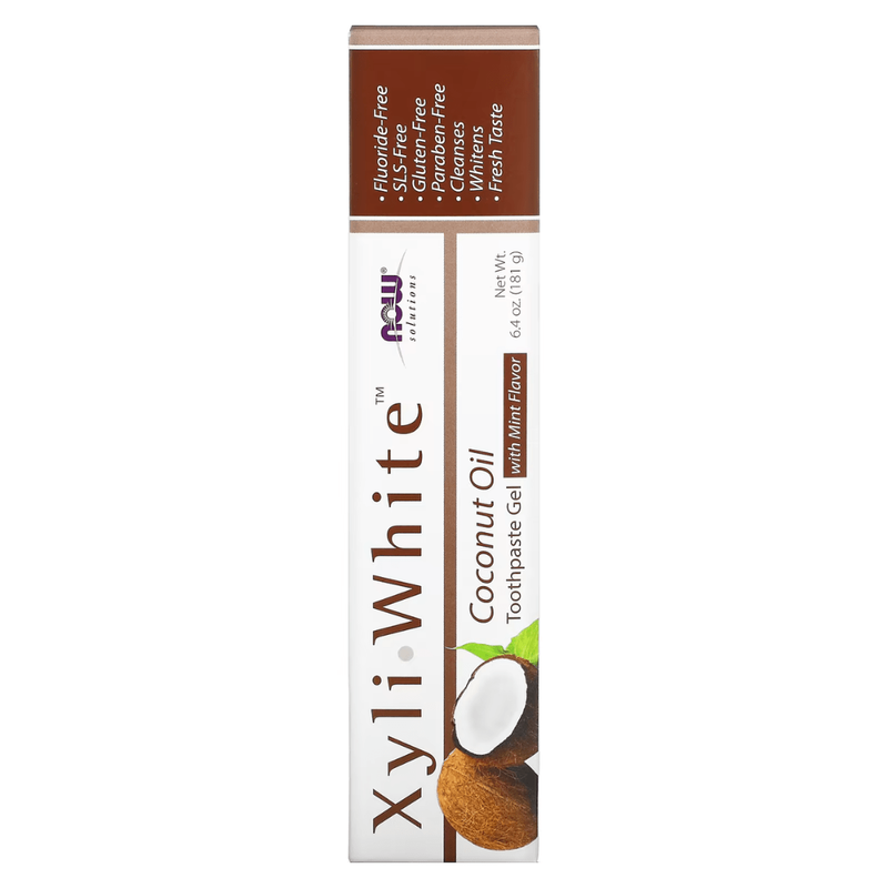 Product image: Now foods, solutions, xyliwhite toothpaste gel, coconut oil, mint, 6.4 oz (181 g), , medium-null