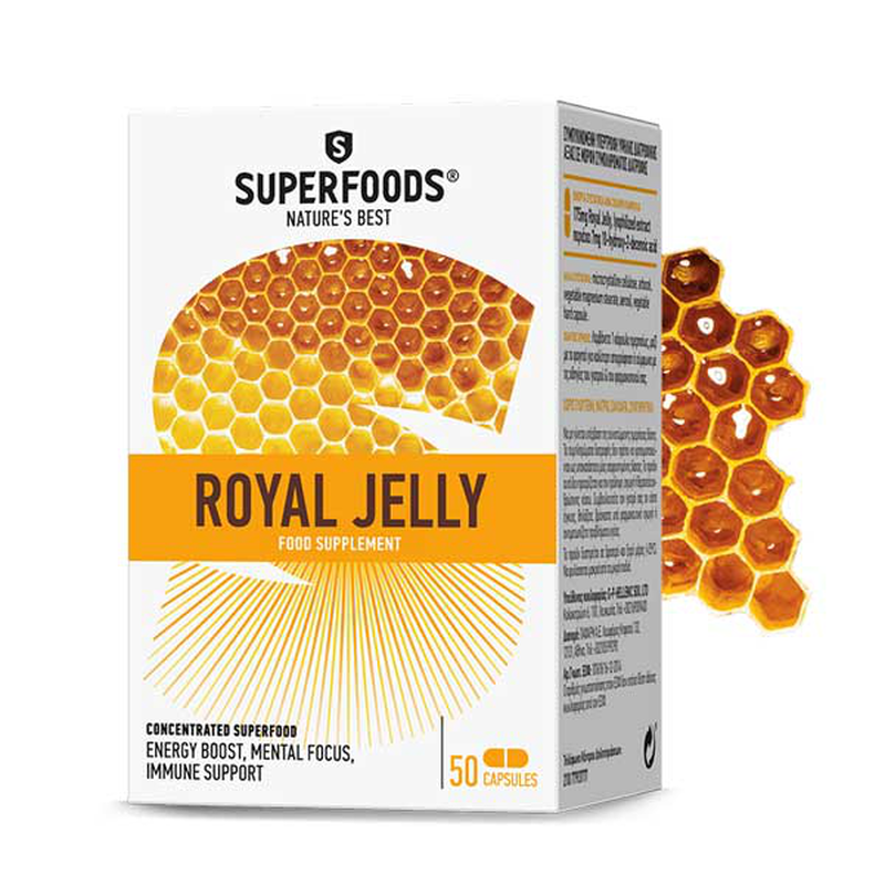 Superfoods royal jelly 175mg &beta;&alpha;&sigma;&iota;&lambda;&iota;&kappa;ό&sigmaf; &pi;&omicron;&lambda;&tau;ό&sigmaf; 50 &kappa;ά&psi;&omicron;&upsilon;&lambda;&epsilon;&sigmaf;, , medium-null