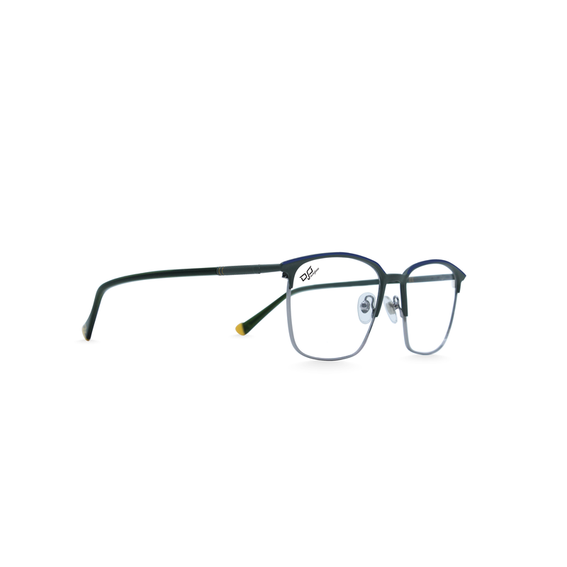 OJO personal style square green frame and temples and demo lenses, , medium-null