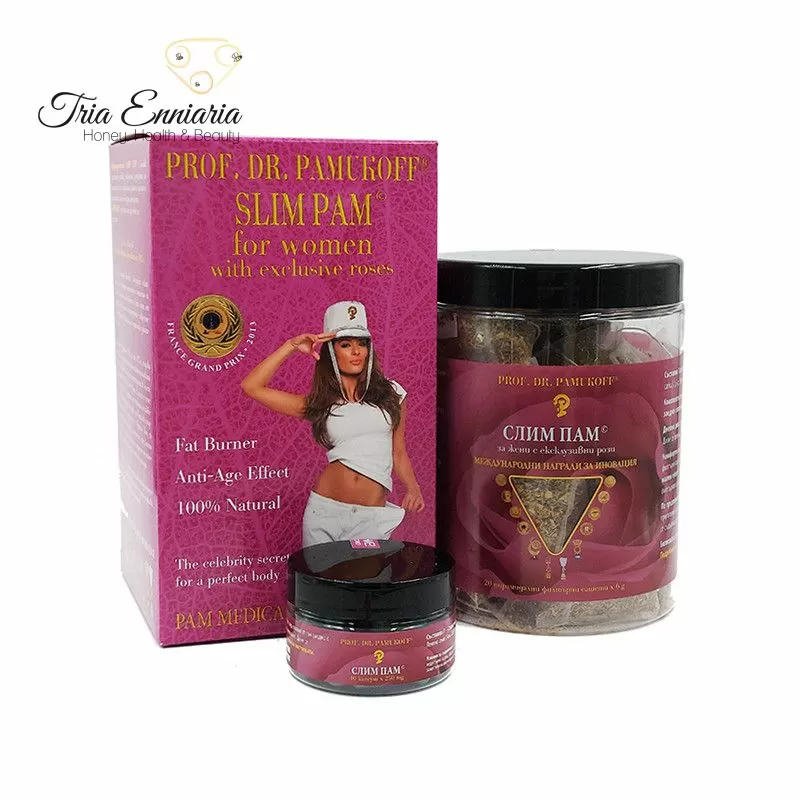 Slim pam for women with exclusive roses, 40 capsules and 20 filter sashets, dr. Pamukoff, , medium-null
