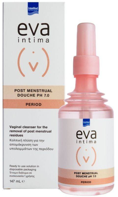 Intermed eva douce post-menstrual ph 7.0. Vaginal douche for the effective removal of the depleted residues after the end of menstruation 147ml