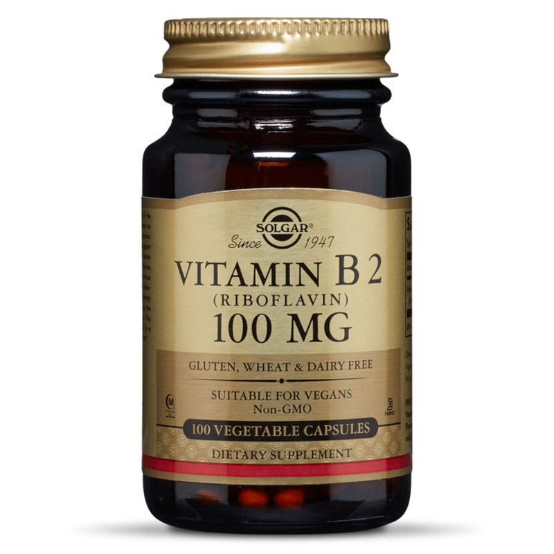 Solgar vitamin b2 (riboflavin) 100mg x 100 capsules - for a healthy nervous system, vision, skin & hair, , medium image number null
