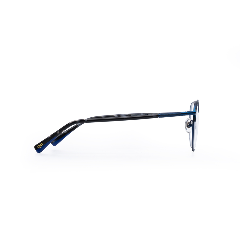 OJO personal style round blue frame and tortoise black blue temples and demo lenses, , medium-null
