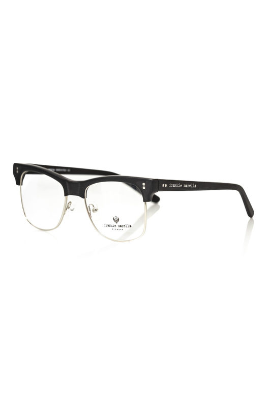Black metallic men's eyeglass frame-null