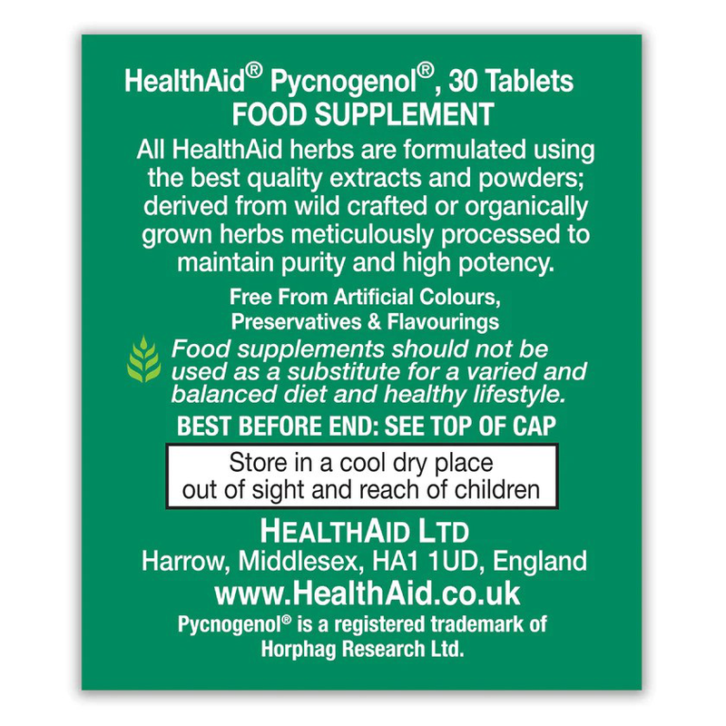 Health aid pycnogenol 30mg x 30 antioxidant tablets, , medium image number null