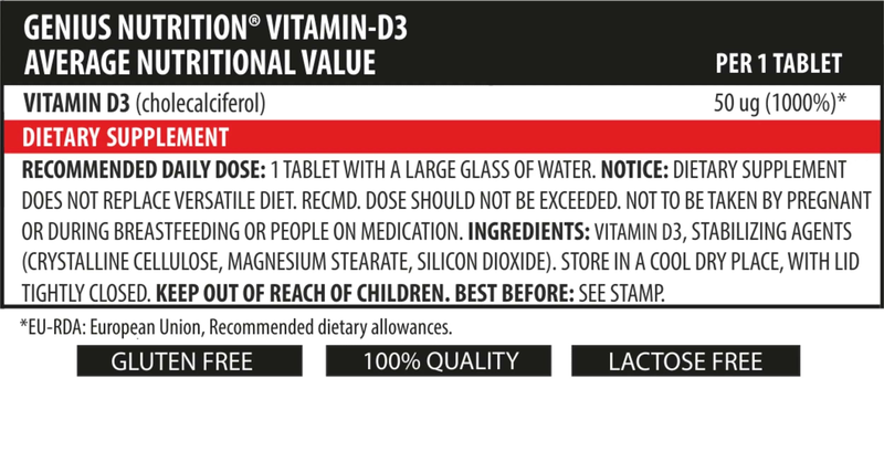 Product image: Vitamin d3 90tabs/90 serv, Genius nutrition, , medium-null