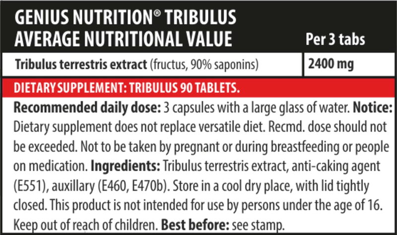 Tribulus 90tabs/30 serv, Genius nutrition, , medium-null