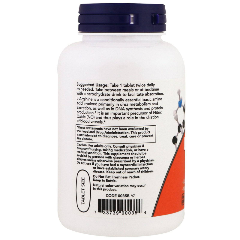Product image: Now foods, l-arginine, double strength, 1,000 mg, 120 tablets, , medium-null