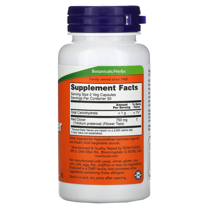 Product image: Now foods, red clover, 375 mg, 100 veg capsules, , medium-null