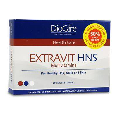 Diocare extravit hns multivitamins x 30 tablets - for healthy hair, nails & skin, , medium