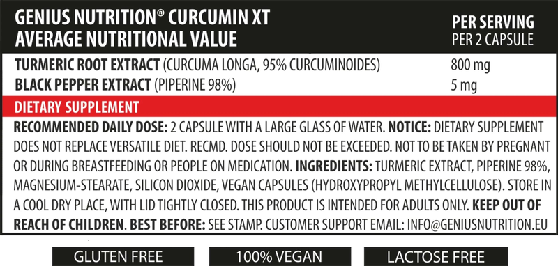 Product image: Curcumin-xt 90caps/45 serv, Genius nutrition, , medium-null