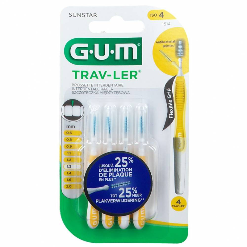 Gum trav-ler ienterdental brushes 1.3mm 1514 4s, , medium-null