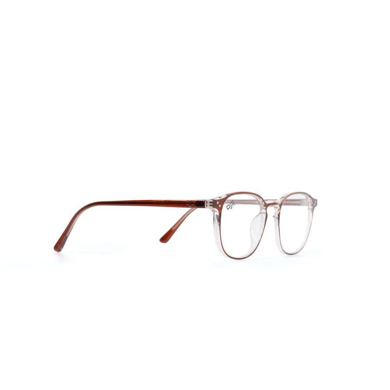 OJO personal style square clear brown frame and temples with demo lenses, , medium-null