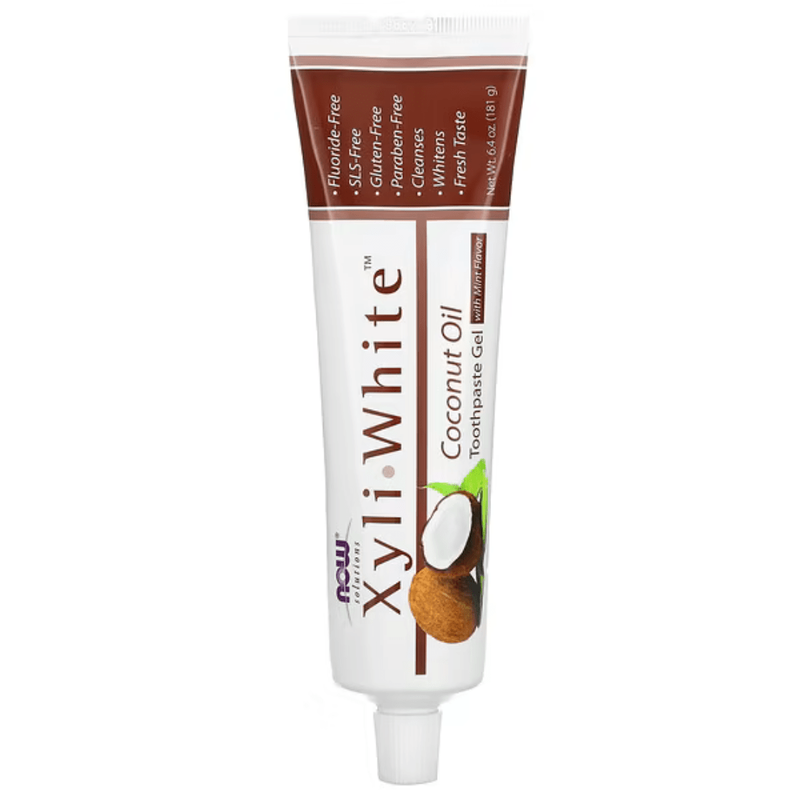 Product image: Now foods, solutions, xyliwhite toothpaste gel, coconut oil, mint, 6.4 oz (181 g), , medium-null