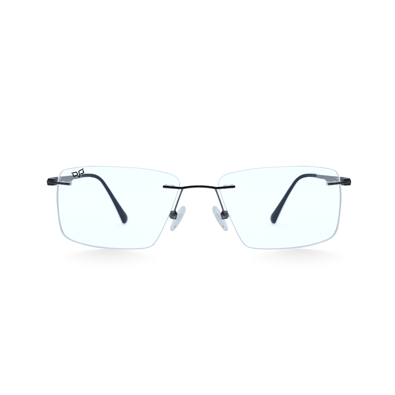 Product image: OJO personal style square silver blue frame and temples and demo lenses with polarised clip on, , medium-null