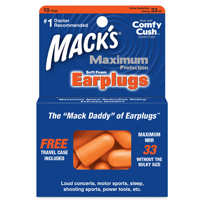 Macks maximun protection soft foam, ear plugs, 10pairs, , medium