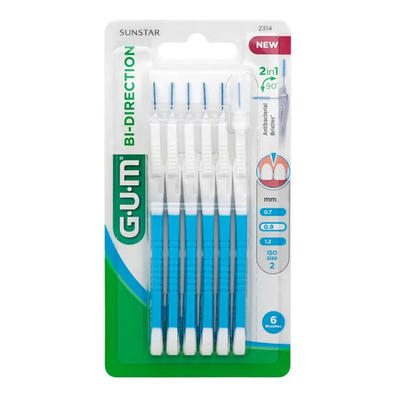 Gum 2314 micro fine bi direction blue 0.9mm proxabrush, , medium