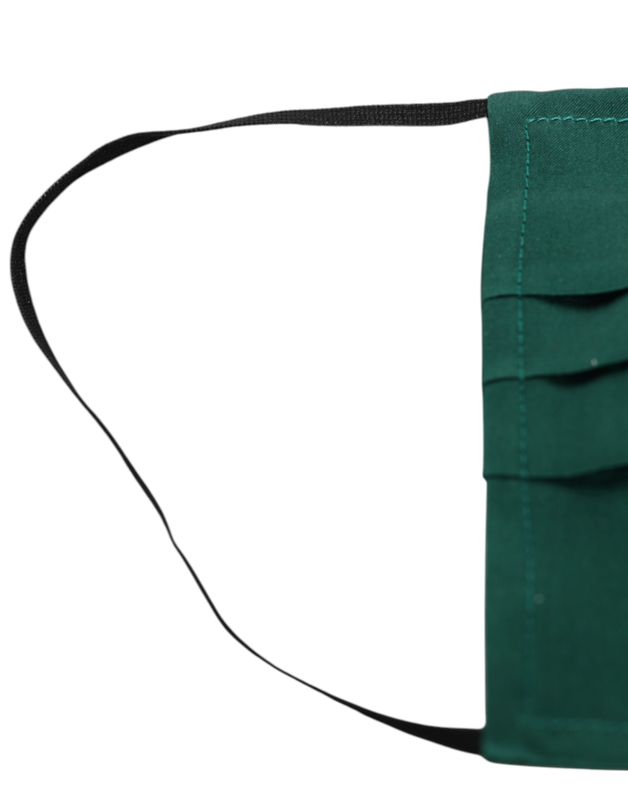 Green silk pleated elastic ear strap face mask-null