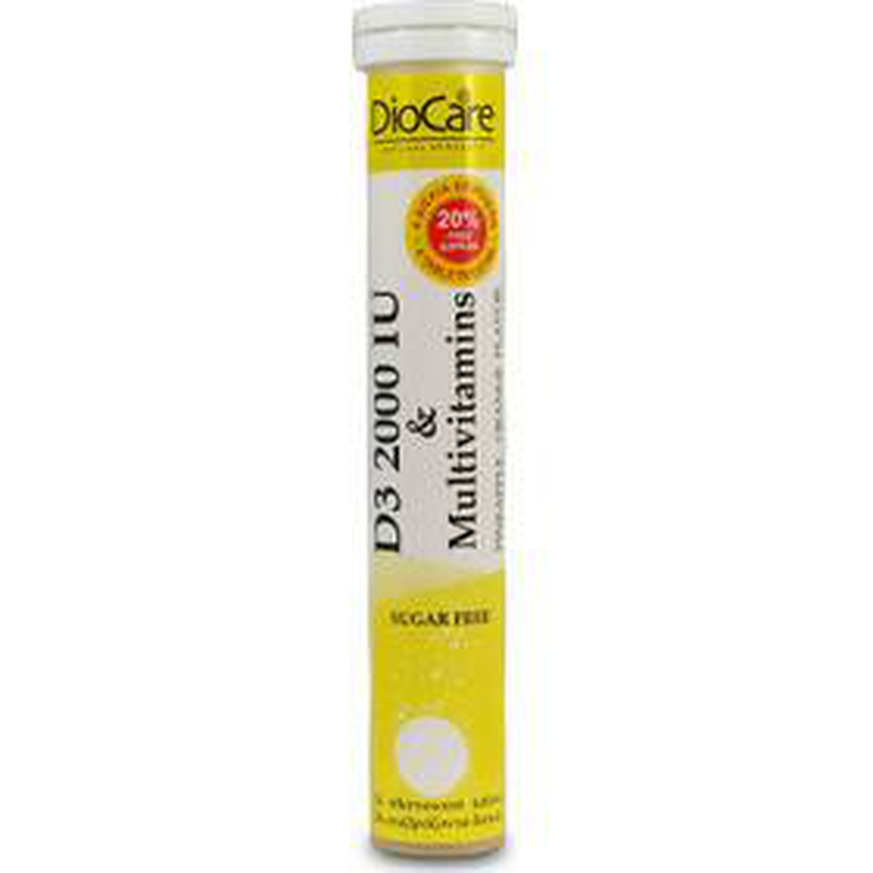 Diocare d3 2000iu & multivitamins x 24 effervescent tablets with orange & pineapple flavour, , medium image number null