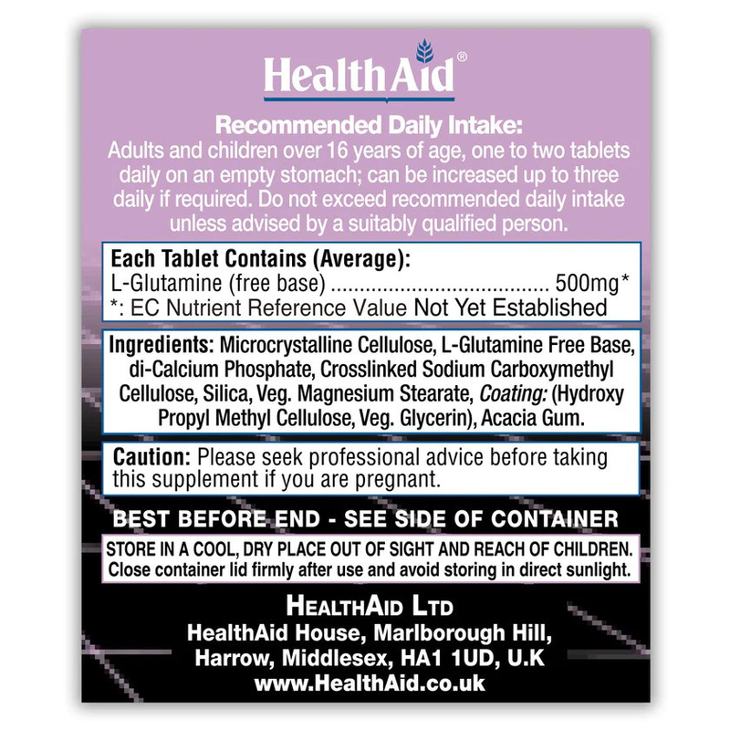 Health aid l- glutamine 500mg x 60 tablets, , medium image number null
