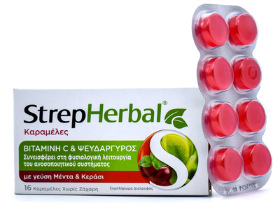 Strepherbal cherry mint x 16 lozenges