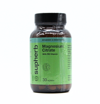 Supherb magnesium citrate with b6 x 30 tablets - against muscle cramps and promotes heart health, , medium