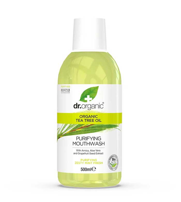 Product image: Dr. Organic tea tree mouthwash 500ml, , medium-null