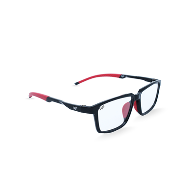 OJO personal style sport black frame and black red rubber temples with demo lenses, , medium
