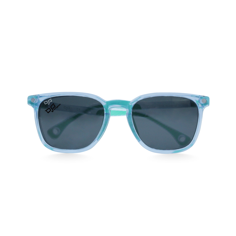 OJO junior optical square clear blue frame with matte light blue silicone temples and demo lenses wi, , medium image number null