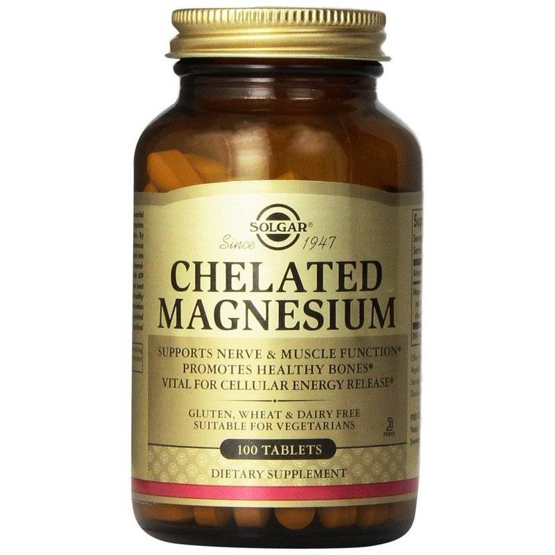 Solgar chelated magnesium 100mg x 100 tablets - supports nerve & muscle function and promotes healthy bones, , medium-null