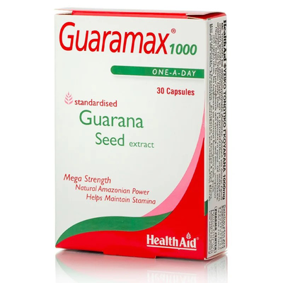 Health aid guaramax 1000 x 30 capsules - guarana seed extract 250mg - provides extra energy boost