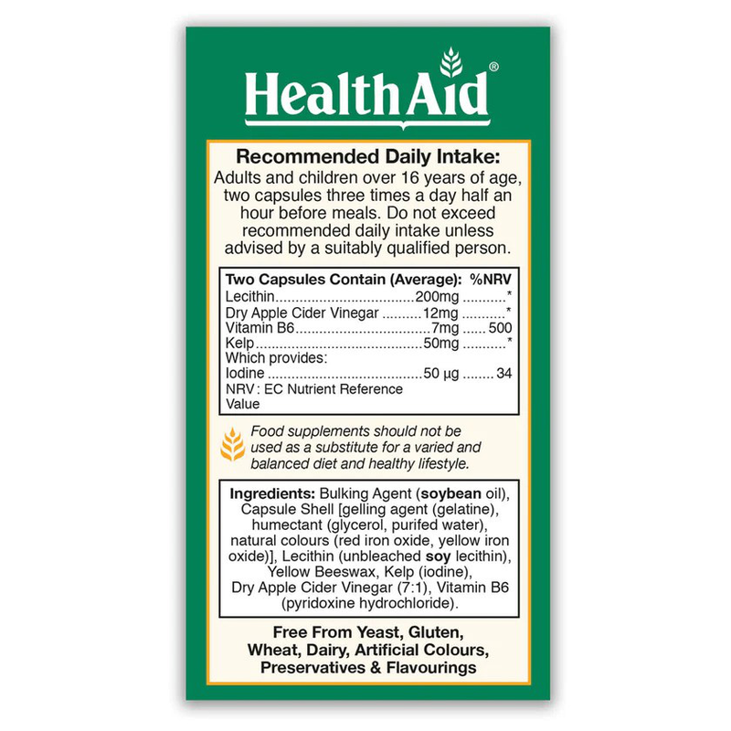 Health aid cider trim x 90 tablets - apple cider vinegar, lecithin & kelp for the achivements of weight loss, , medium-null