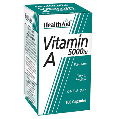 Health aid vitamin a 5000iu x 100 capsule - maintenance of normal vision, skin & mucous membranes, , medium