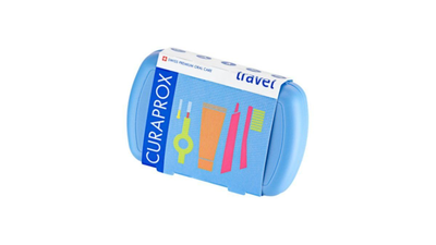 Curaprox travel set πακέτο στοματικής υγιεινής ταξιδίου με οδοντόκρεμα 10ml, οδοντόβουρτσα πτυσσόμενη, μεσοδόντιο βουρτσάκι καθαρισμού & κουτί μεταφοράς, 1τεμ.