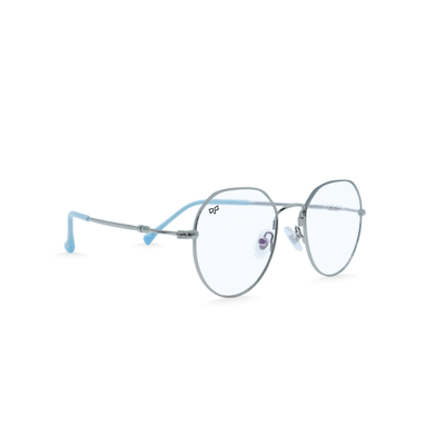 OJO personal style round titanium brown frame and temples and demo lenses, , medium