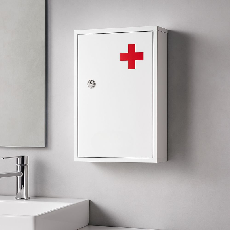 Product image: Wadfow μεταλλικό ιατρικό ντουλάπι τοίχου με ράφια & κλείδωμα 32×21.5×8.5cm (wyyx4501), , medium-null