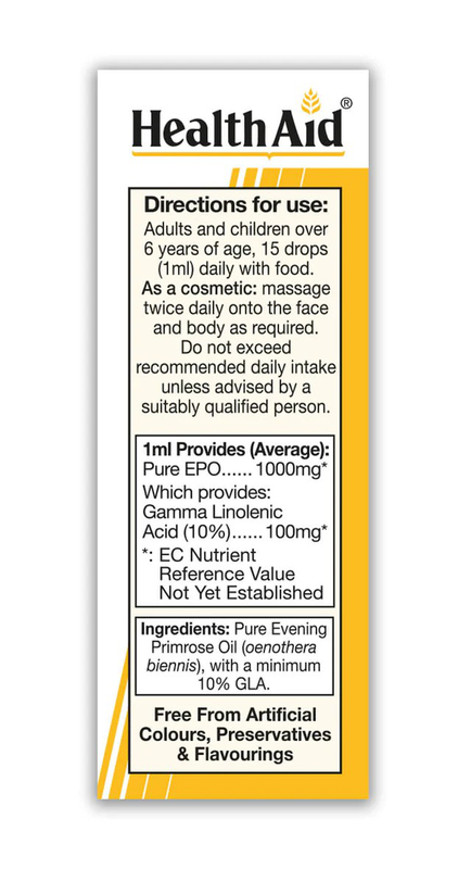 Health aid evening primrose oil 1000mg x 25ml vegan - reduces menopausal symptoms, , medium image number null