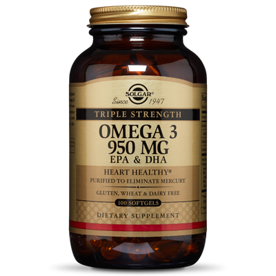Solgar omega 3 950mg triple strength x 100 softgels - for a healthy heart, vision and brain function, , medium