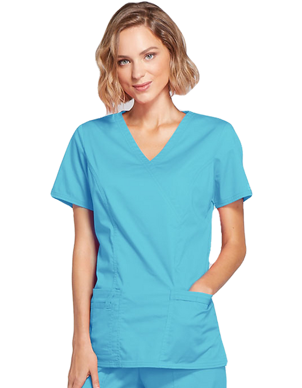 Cherokee 4728 female mock wrap top - turquoise blue , s-null