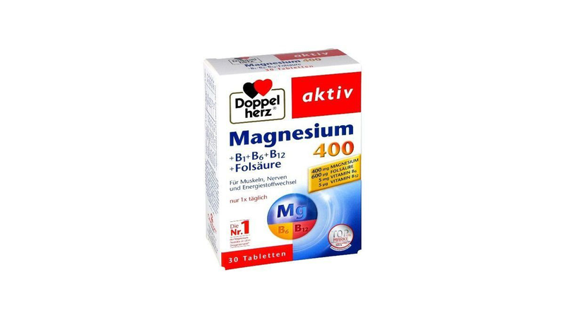 Doppelherz magnesium 400 + b1 + b6 + folic acid, 30 tabs, , medium-null