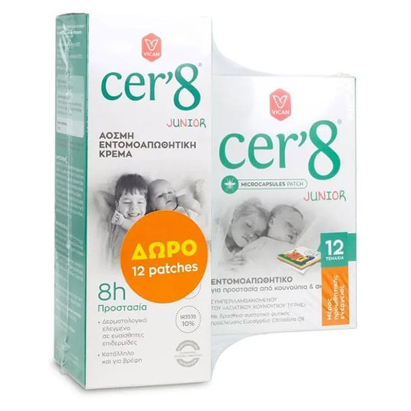 Cer'8 set &mu;&epsilon; junior anti-mosquito cream ά&omicron;&sigma;&mu;&eta; &epsilon;&nu;&tau;&omicron;&mu;&omicron;&alpha;&pi;&omega;&theta;&eta;&tau;&iota;&kappa;ή &kappa;&rho;έ&mu;&alpha; 150 ml & &delta;ώ&rho;&omicron; junior &epsilon;&nu;&tau;&omicron;&mu;&omicron;&alpha;&pi;&omega;&theta;&eta;&tau;&iota;&kappa;ά patches 12 &tau;&mu;&chi;, , medium-null