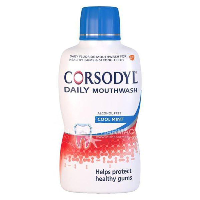 Corsodyl daily mouthwash cool mint alcohol free 500ml, , medium-null